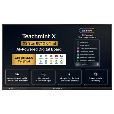 Teachmint X 65 Star| 65" 4K Interactive Flat Panel with Android 14, Google EDLA & EduAI
